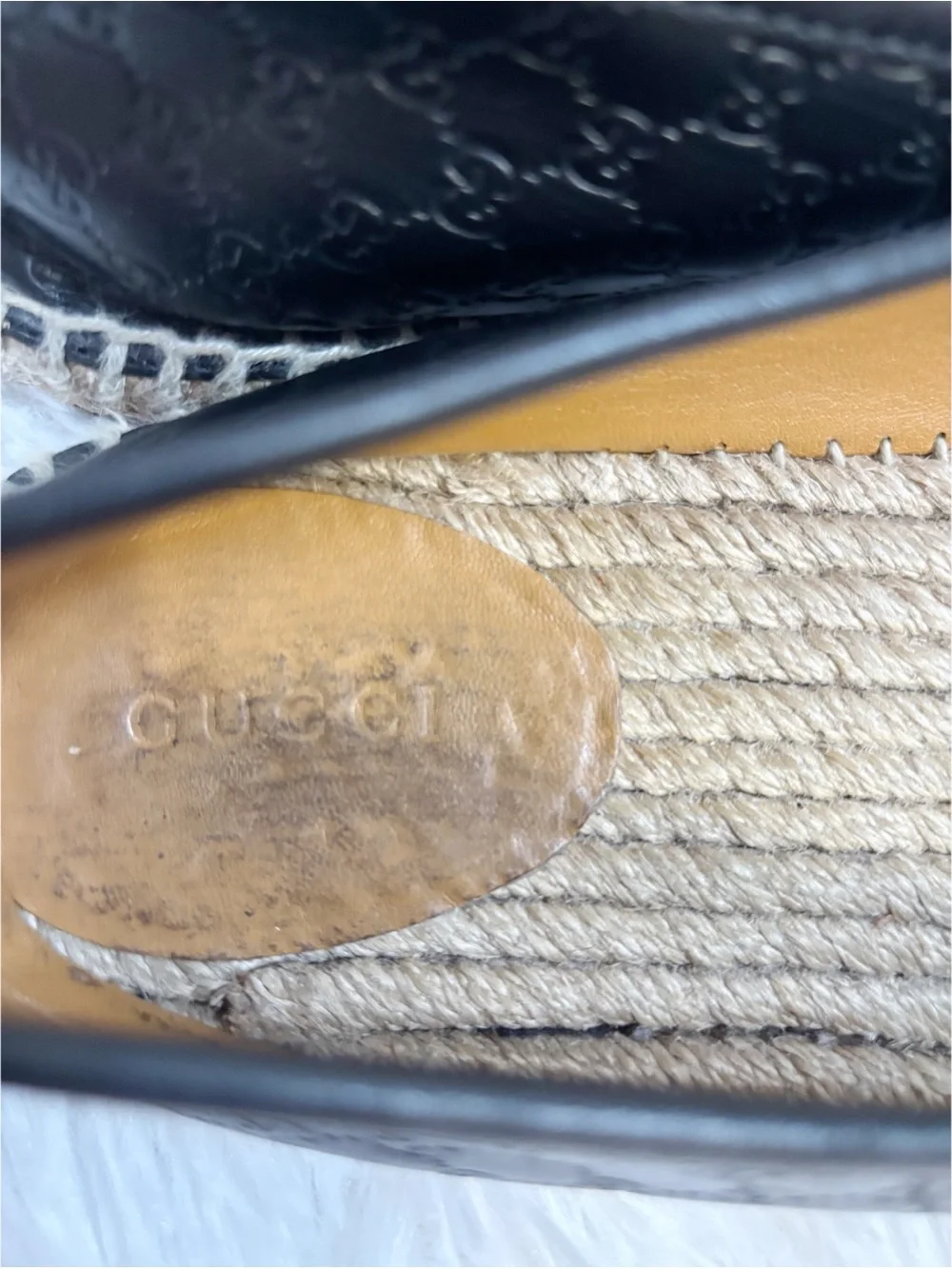 Gucci Black Embossed Leather slip on Espadrille Flats size 39 women - Picture 14 of 14